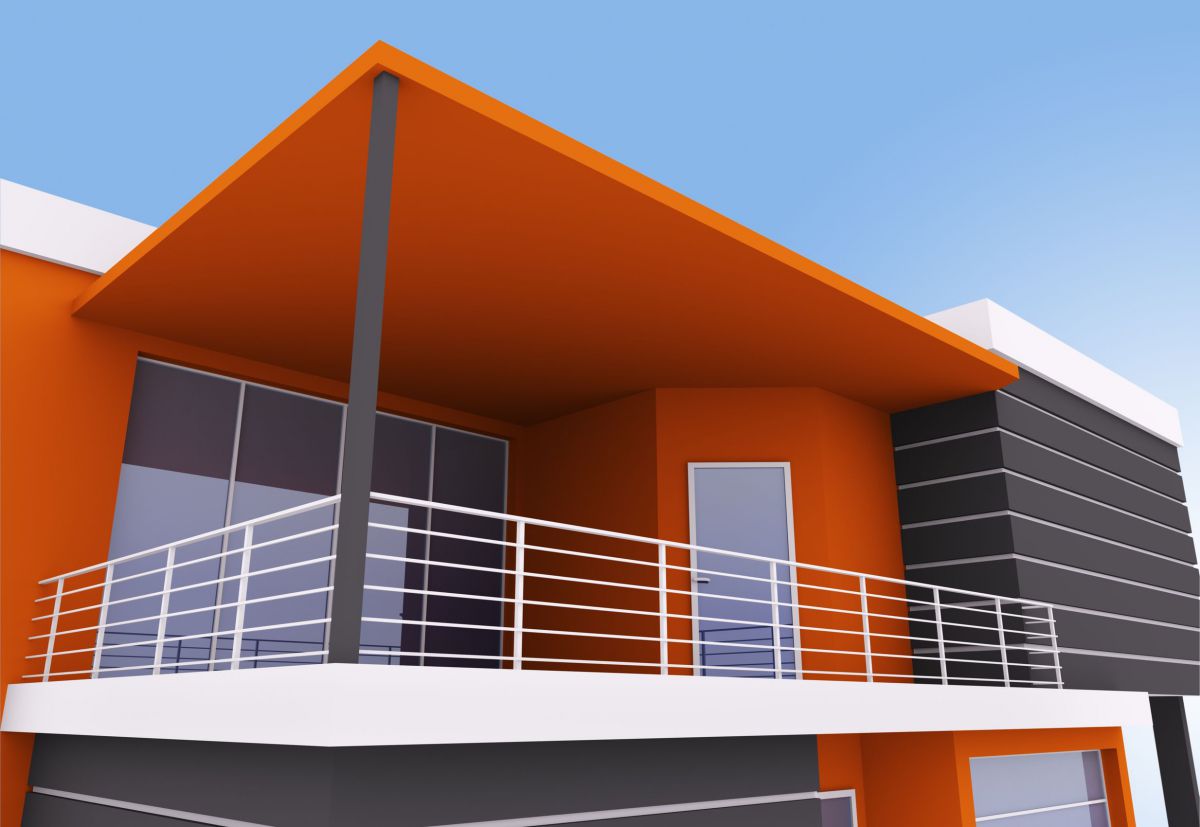 Modern verputztes Haus